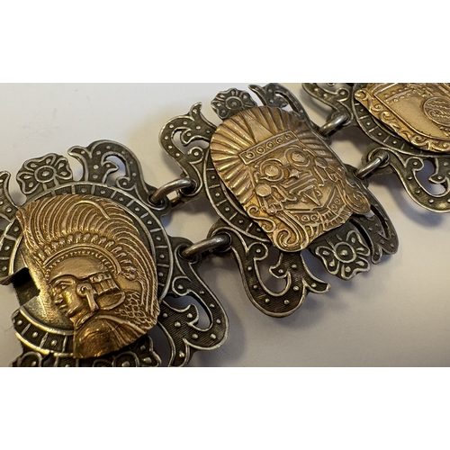 31 - An unusual Continental silver bracelet with gold overlay. Approx. 49 grams. Est. £30 - £50.