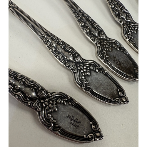 58 - A set of six silver spoons. Marked to reverse. By Tiffany & Co. Approx. 226 grams. Est. £200 - £300.