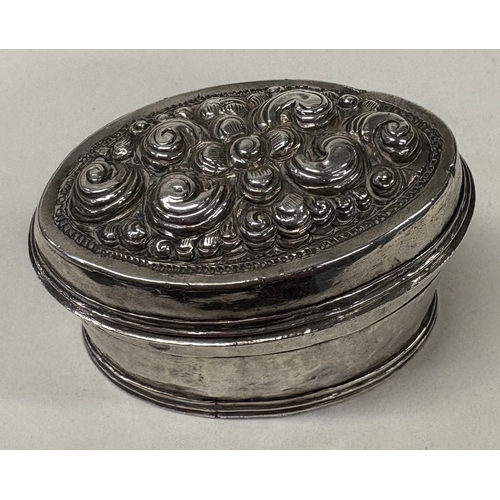 8 - An Antique Continental silver snuff box with embossed lift-off cover. Approx. 60 grams. Est. £50 - £... 