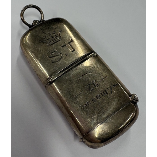 137 - A Victorian silver combination vesta and sovereign case. Birmingham 1892. Approx. 37 grams. Est. £15... 