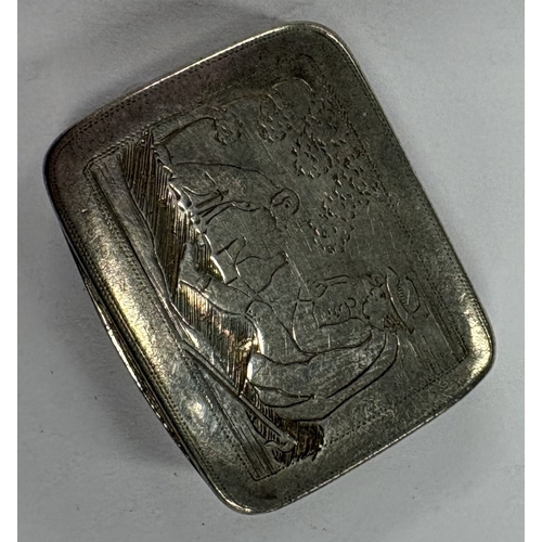 199 - A rare silver vinaigrette with engraved scene of man and dog. Birmingham 1811. By Mathew Linwood. Ap... 