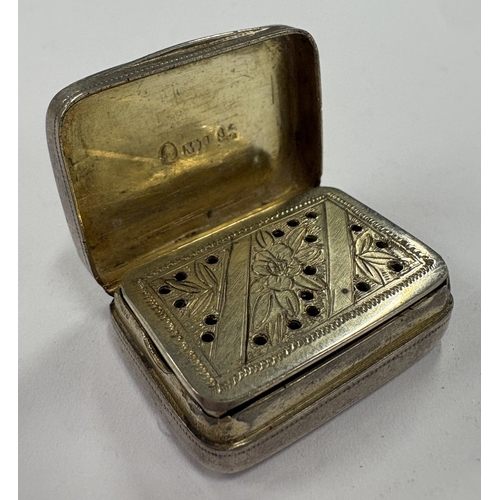 199 - A rare silver vinaigrette with engraved scene of man and dog. Birmingham 1811. By Mathew Linwood. Ap... 