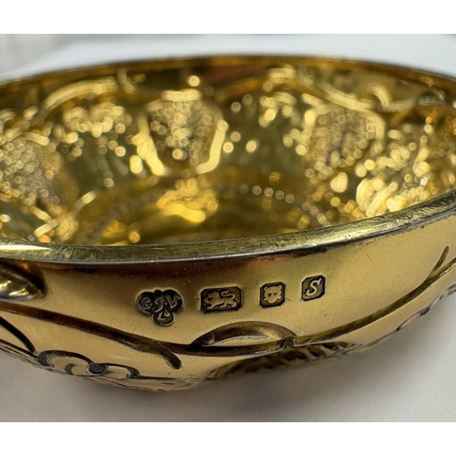 210 - A modernistic silver-gilt wine taster embossed with vines. London 1973. By CJ Vander. Approx. 101 gr... 