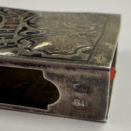 226 - A Russian silver and niello match box holder. Approx. 28 grams. Est. £80 - £120.