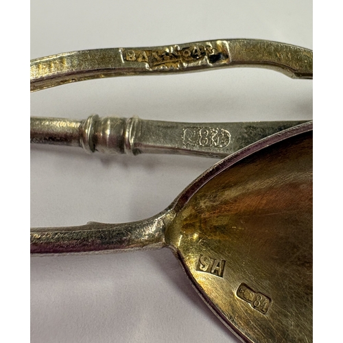 231 - Three Russian silver spoons with engraved decoration. Approx. 48 grams. Est. £50 - £80.