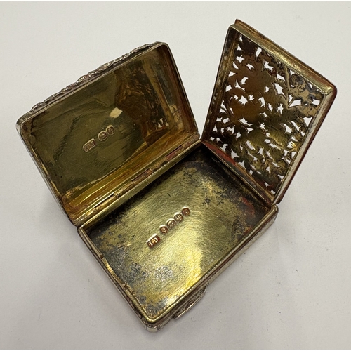 428 - A large George III silver-gilt vinaigrette. London 1829. By IJ. Approx. 32 grams. Est. £250 - £300.