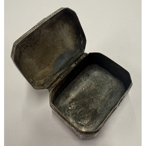 432 - An engraved Sterling silver pill box with hinged cover, marked to base. Approx. 22 grams. Est. £50 -... 
