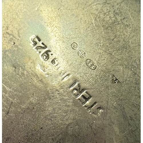 432 - An engraved Sterling silver pill box with hinged cover, marked to base. Approx. 22 grams. Est. £50 -... 