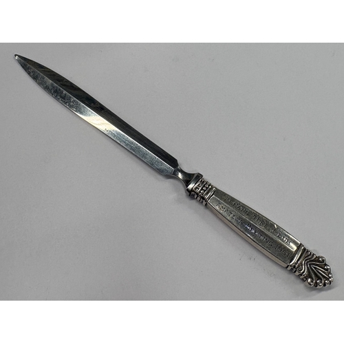 441 - GEORG JENSEN: A silver letter opener. Approx. 19 grams. Est. £30 - £40.