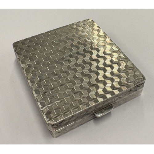 461 - A heavy silver combination clock and cigarette case with engine-turned decoration. Birmingham 1928. ... 