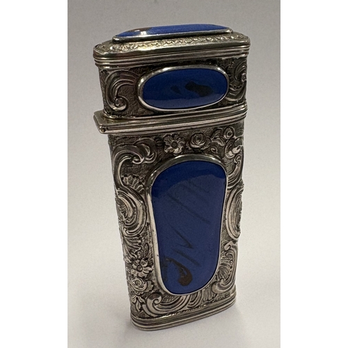 463 - A rare 18th Century silver etui with blue stone decoration complete with contents. Circa 1770. Appro... 