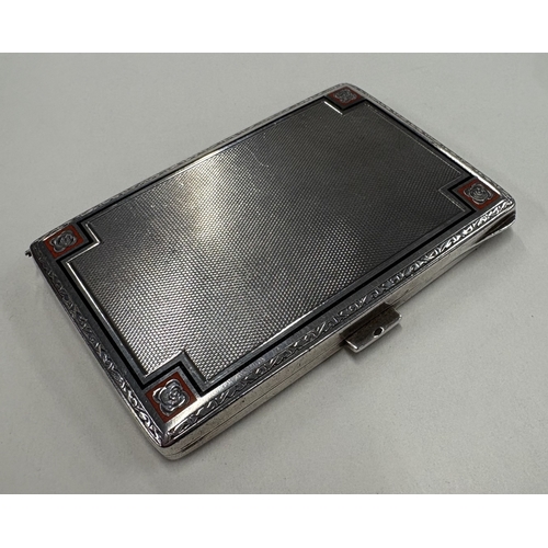 477 - An engine-turned Sterling silver cigarette case, bearing import marks to gilt interior. Approx. 79 g... 