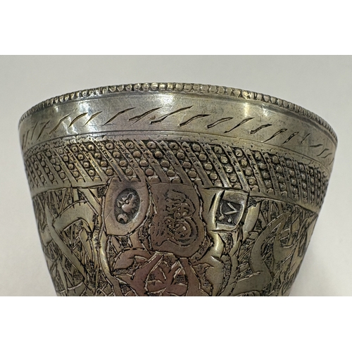 562 - A matched pair of Continental silver goblets with engraved decoration. Approx. 95 grams. Est. £80 - ... 