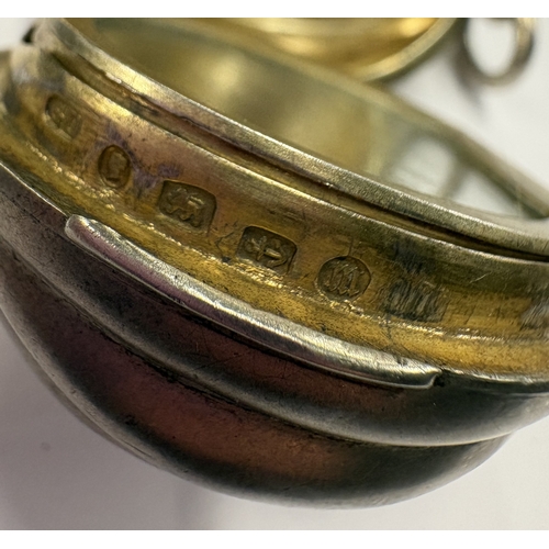 583 - A novelty nutmeg-shaped Victorian silver box. Birmingham 1886. By George Unite. Approx. 33 grams. Es... 