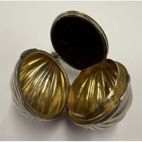583 - A novelty nutmeg-shaped Victorian silver box. Birmingham 1886. By George Unite. Approx. 33 grams. Es... 