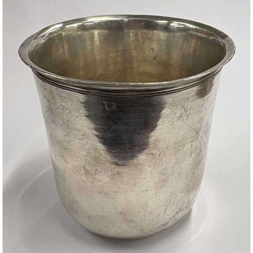 589 - An 18th Century French silver beaker, fully marked to base. Approx. 82 grams. Est. £300 - £400.