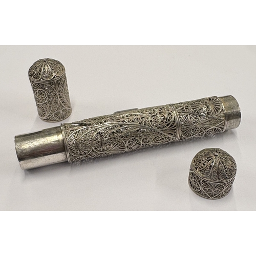 679 - An Indian filigree silver cigar holder. Circa 1830. Approx. 41 grams. Est. £200 - £300.