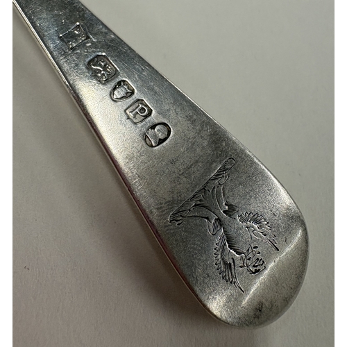 680 - A silver table fork with crested decoration. London 1790. By Peter & Jonathan Bateman. Approx. 75 gr... 