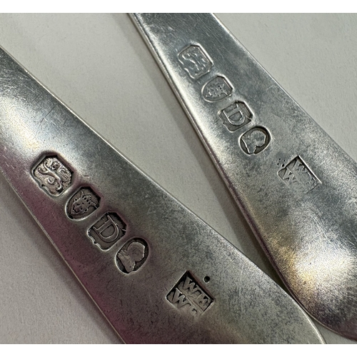 681 - A pair of silver spoons with crested decoration. London 1799. By William Eley I & William Fearn. App... 