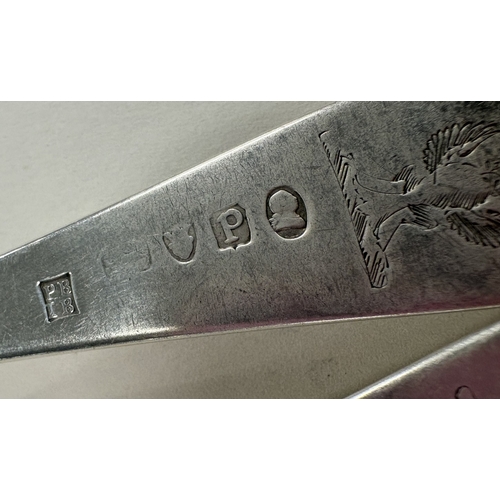 683 - A set of six silver table forks with crested decoration. London 1790. By Peter & Jonathan Bateman. A... 