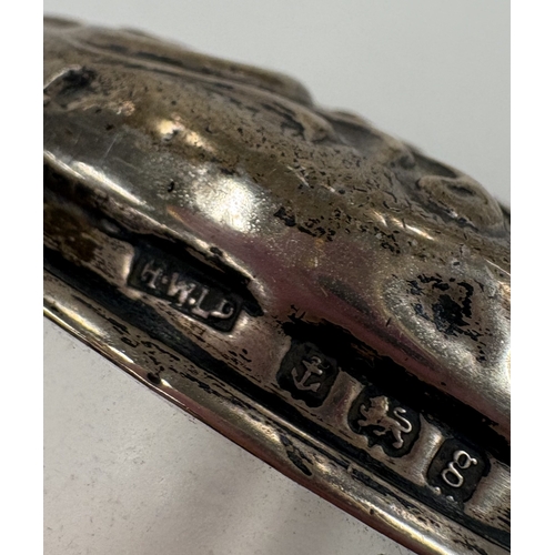 696 - A silver pin dish together with a napkin ring etc. Various dates and makers. Approx. 77 grams. Est. ... 