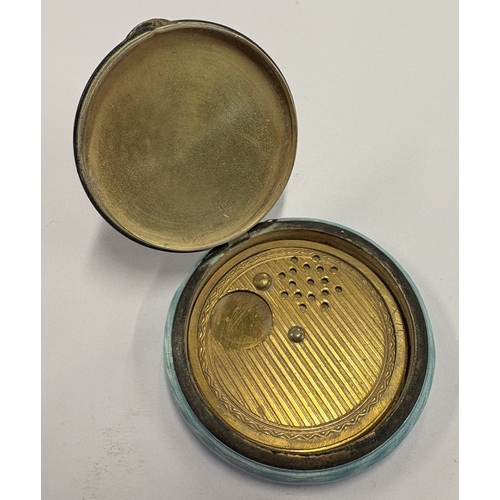 566 - A Continental silver and enamelled compact depicting romantic scene to cover. Approx. 50 grams. Est.... 