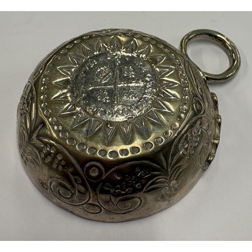 568 - A 19th Century French silver wine taster inset with coin to centre, marked to handle. Approx. 28 gra... 
