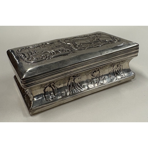 597 - A 19th Century Continental silver table snuff box with embossed decoration. Approx. 194 grams. Est. ... 