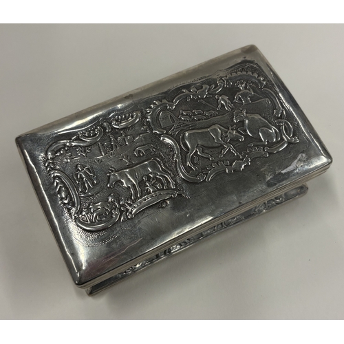597 - A 19th Century Continental silver table snuff box with embossed decoration. Approx. 194 grams. Est. ... 