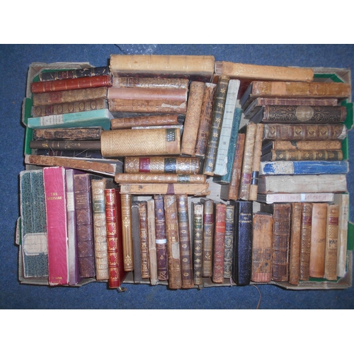 360 - BOOKS: OF FRENCH INTEREST: A box of leather bound books, 19th & early 18th Century. Est. £60 - £80.