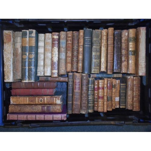 362 - BOOKS: OF FRENCH INTEREST: A box of leather bound books, 19th & early 18th Century. Est. £60 - £80.
