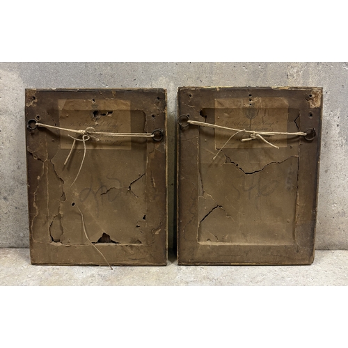 420 - A pair of gilt framed and glazed coloured stipple engravings. Est. £60 - £80.