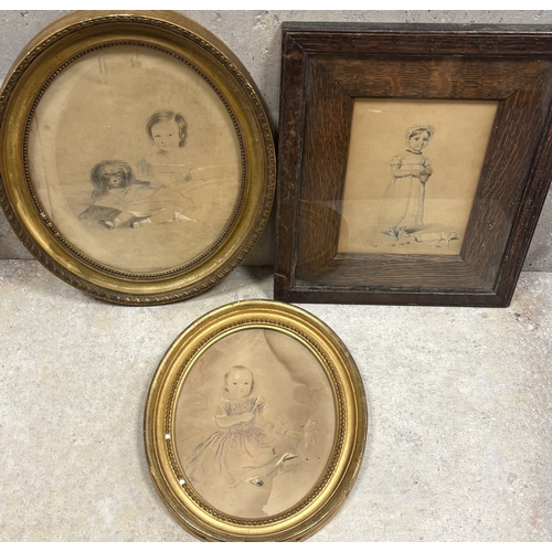 421 - A selection of three 19th Century watercolours depicting children. Approx. 19 cms x 14 cms (ss). Est... 