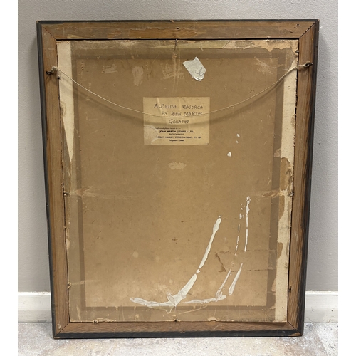 430 - JOHN MARTIN: A framed gouache entitled, 'Alcudia, Majorca'. Signed to bottom left and inscribed vers... 