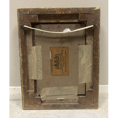 441 - ENGLISH SCHOOL: A gilt framed oil on board entitled, 'Coin Fancier'. Inscribed verso. Approx. 25 cms... 