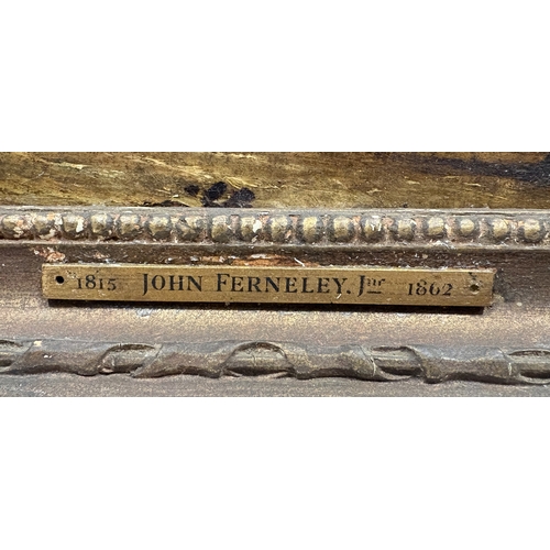 446 - ATTRIBUTED TO JOHN FERNELEY JNR (British, 1815 - 1862): A gilt framed oil on board depicting a hunts... 