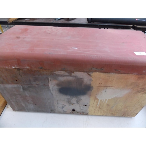 114 - A RED METAL HEAVY DUTY TOOL TOP BOX