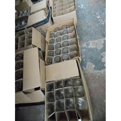 127 - FIFTEEN BOXES OF NEW PUB GLASSES TO INCLUDE PEPSI, TITANIC, DORTMASTER ETC