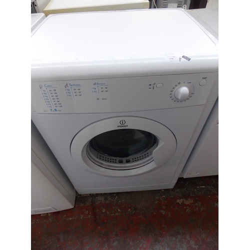 173 - AN INDESIT IDV75 7KG B-CLASS VENTED TUMBLE DRYER W/O