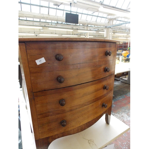 250 - A MAHOGANY BOW FRONTED COMMODE CHEST OF DRAWERS