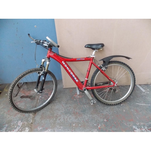 3 - A RED MONGOOSE PRO NX7.3 MENS MOUNTAIN BIKE WITH FRONT SUSPENSION QUICK RELEASE FRONT WHEELS AND 27 ... 