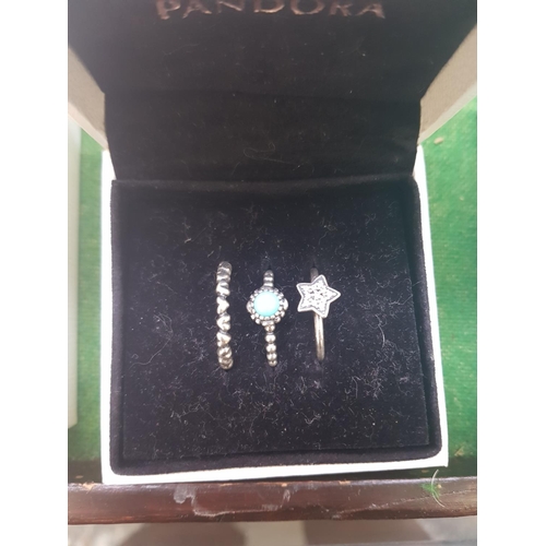 321 - THREE PANDORA SILVER RINGS