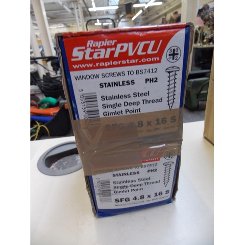 83 - TWO NEW BOXES OF RAPIER STAR PVCU STAINLESS STEEL 4.8 X 16S SCREWS