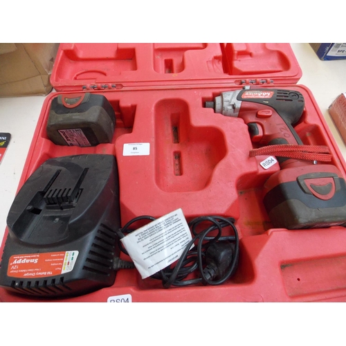 85 - A CASED SNAPPY 12V IMPACT DRIVER WITH SPARE BATTERY AND CHARGER