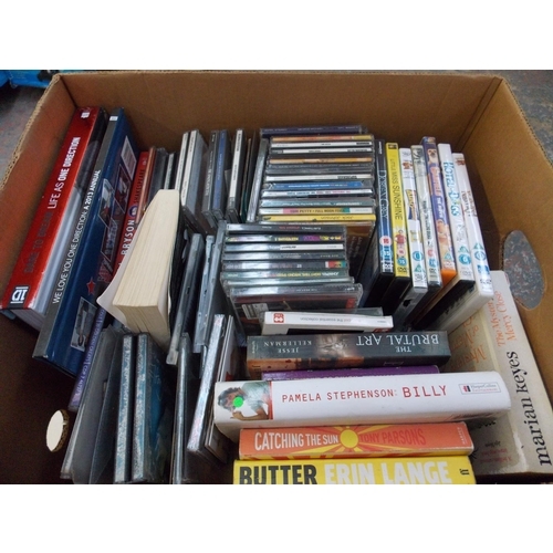 77 - A BOX CONTAINING VARIOUS CDS, DVDS AND BOOKS