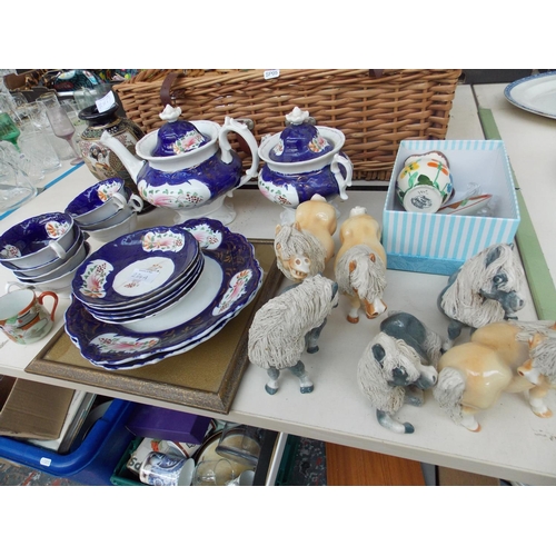 234A - A COLLECTION OF MIXED ITEMS TO INCLUDE HORSES, BLUE AND WHITE TEA POTS, SWAROVSKI GLASSWARE ETC