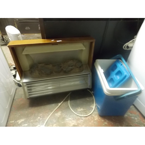 118 - TWO ITEMS -  A VINTAGE MAGICOAL ELECTRIC FIRE AND A COOL BOX