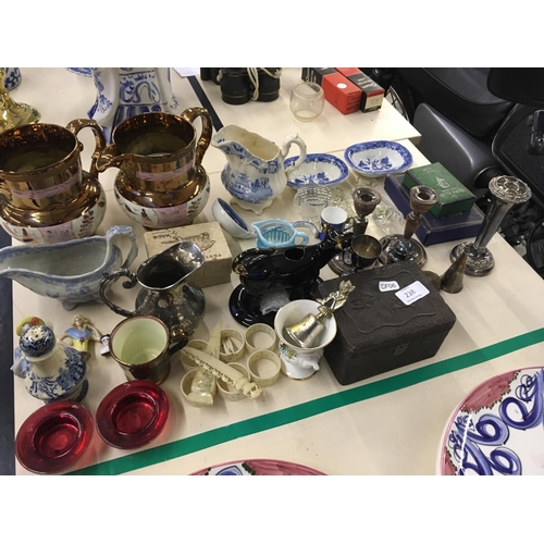 238 - A QUANTITY OF MIXED CHINA, SILVER PLATED WARE, IVORINE AND GLASSWARE