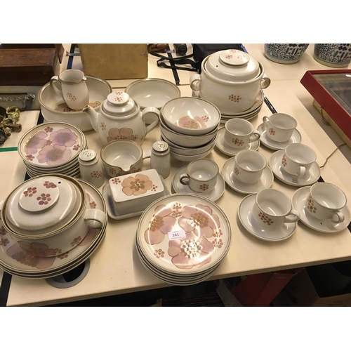 241 - A LARGE DENBY GYPSY EARTHENWARE DINNER SERVICE COMPRISING OF CUPS, SAUCERS, TUREENS, SIDE PLATES, SO... 