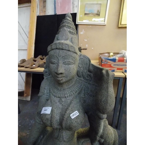 1004 - A PAIR OF LARGE HAND CARVED STATUES